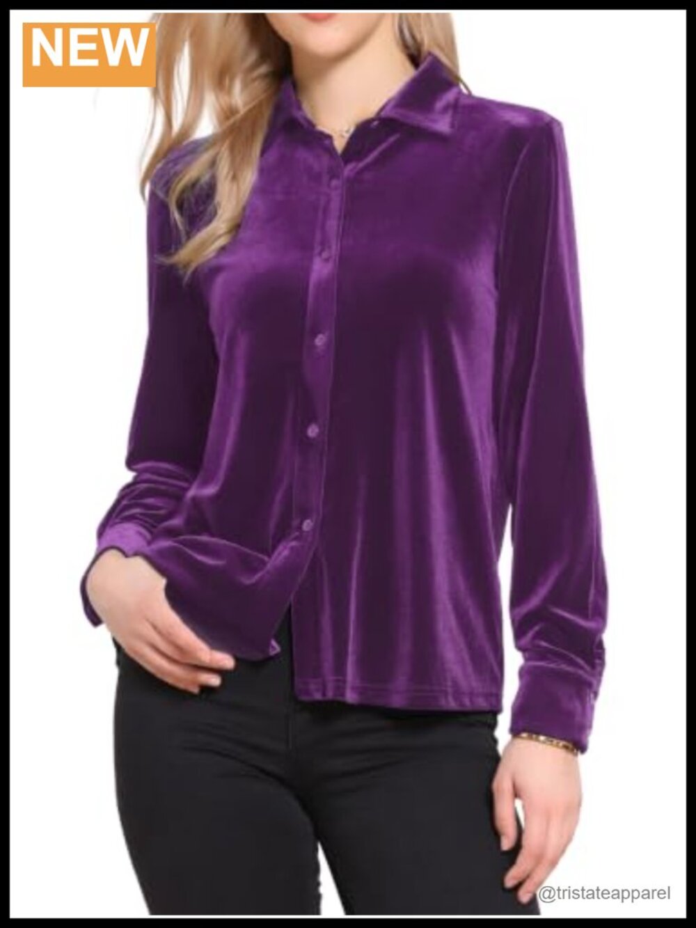 Vintage Velvet Button Down Long Sleeve Blouse Women Dressy Casual